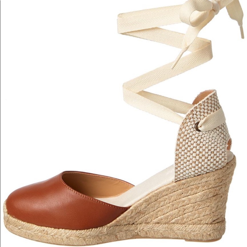 Soludos brown leather espadrille wedges